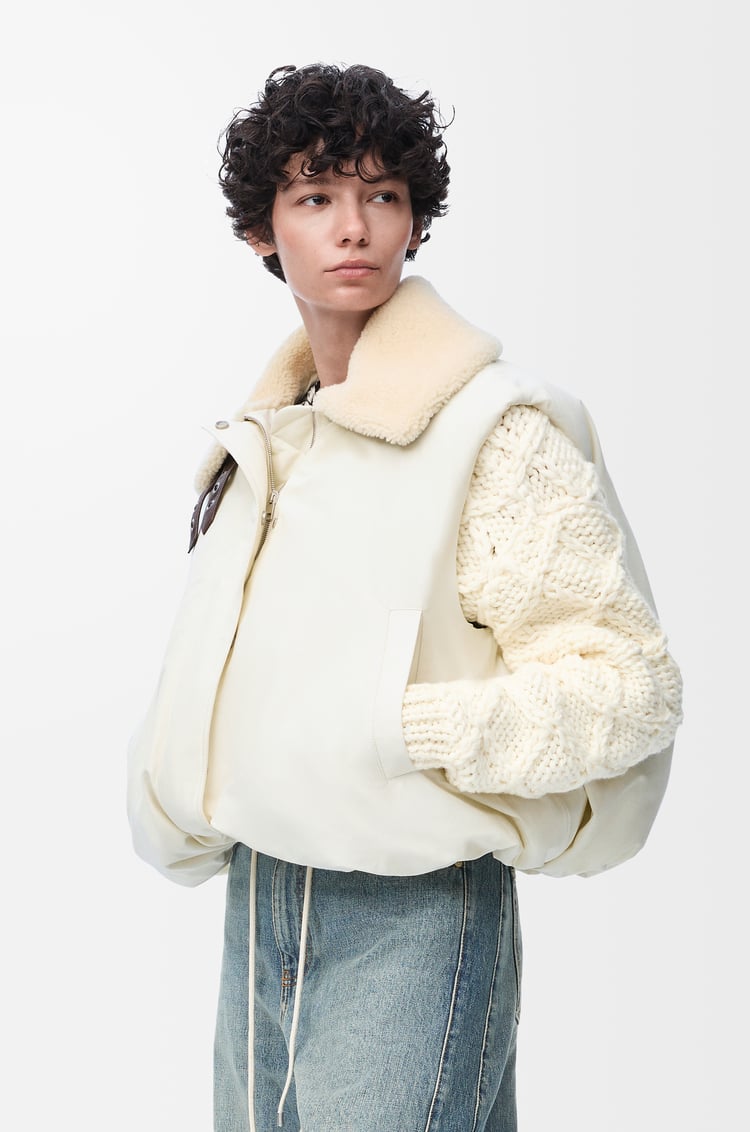 LOEWE Puffer vest in cotton blend Ivory
