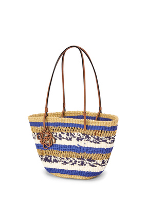 LOEWE Bolso Basket Tote en hierba de elefante y piel de ternera Natural/Azul plp_rd