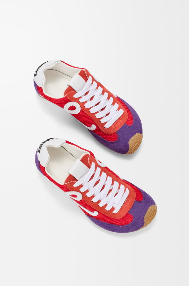 LOEWE Ballet Runner 2.0 in suede and mesh Rojo/Blanco/Morado