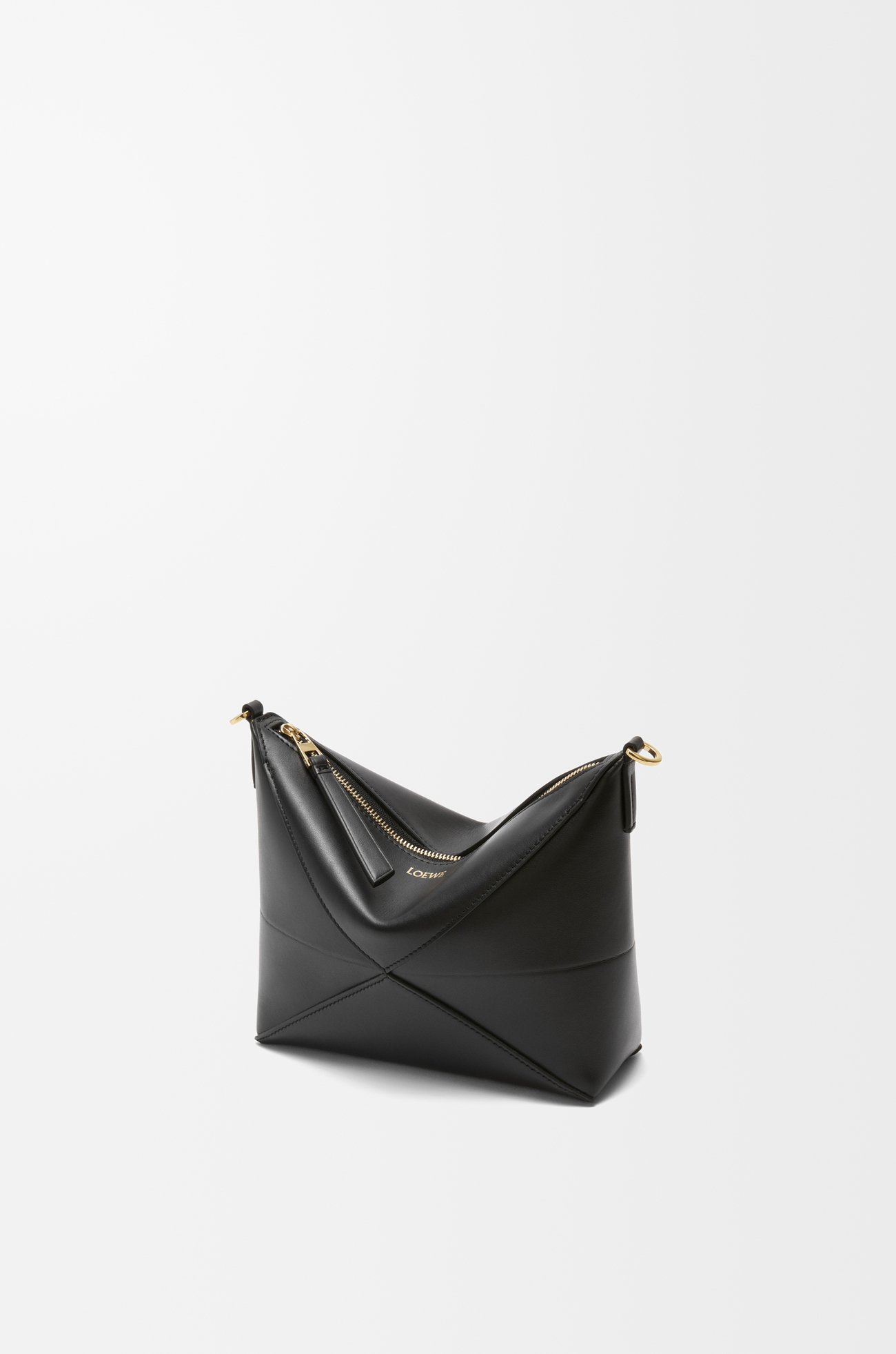 LOEWE Puzzle Fold pouch in shiny nappa calfskin Black