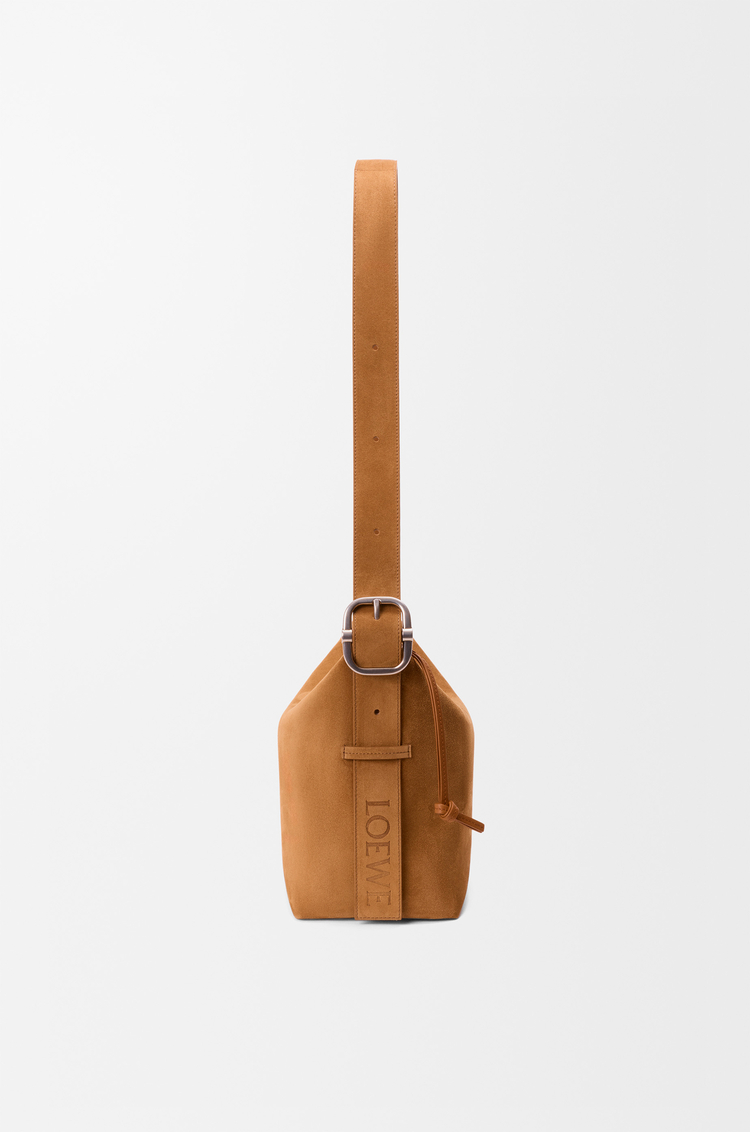 LOEWE Bolso Loop hobo mediano en ante de piel de ternera Tabaco