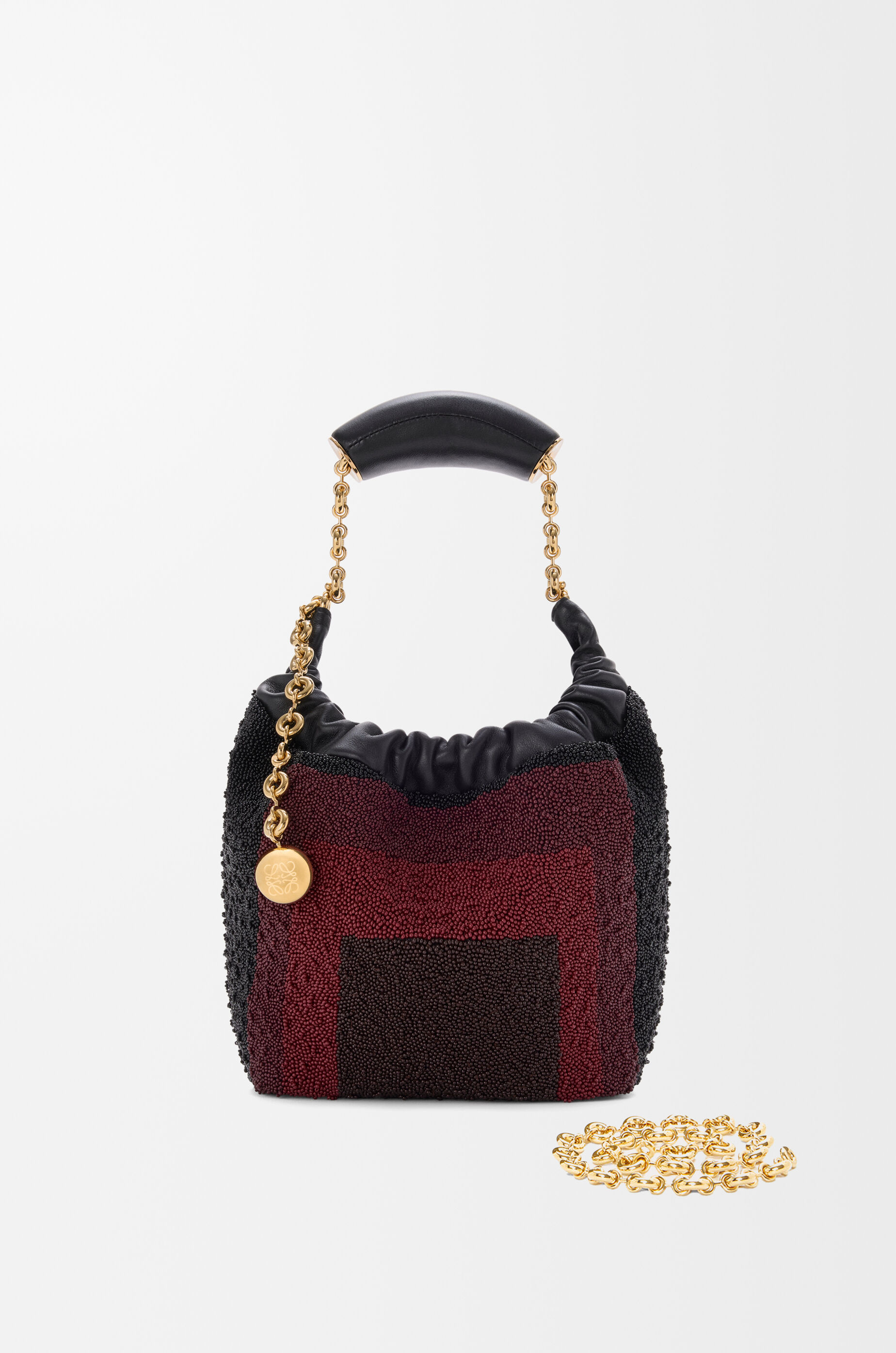 【極美品】LOEWE インターレースバッグストラップ　レザー　ブラック ✨極美品 LOEWE ブラックレザー ショルダーバッグ - メルカリ