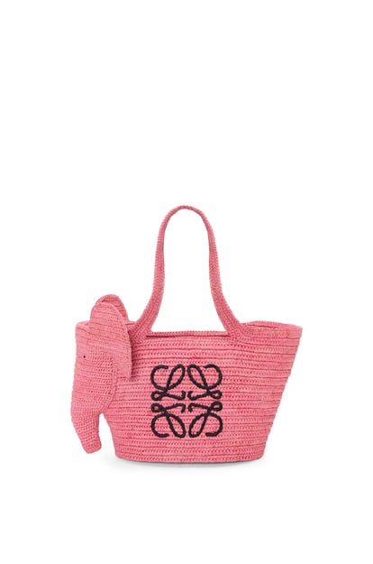 LOEWE Small Elephant Basket bag in raffia Sunset Pink