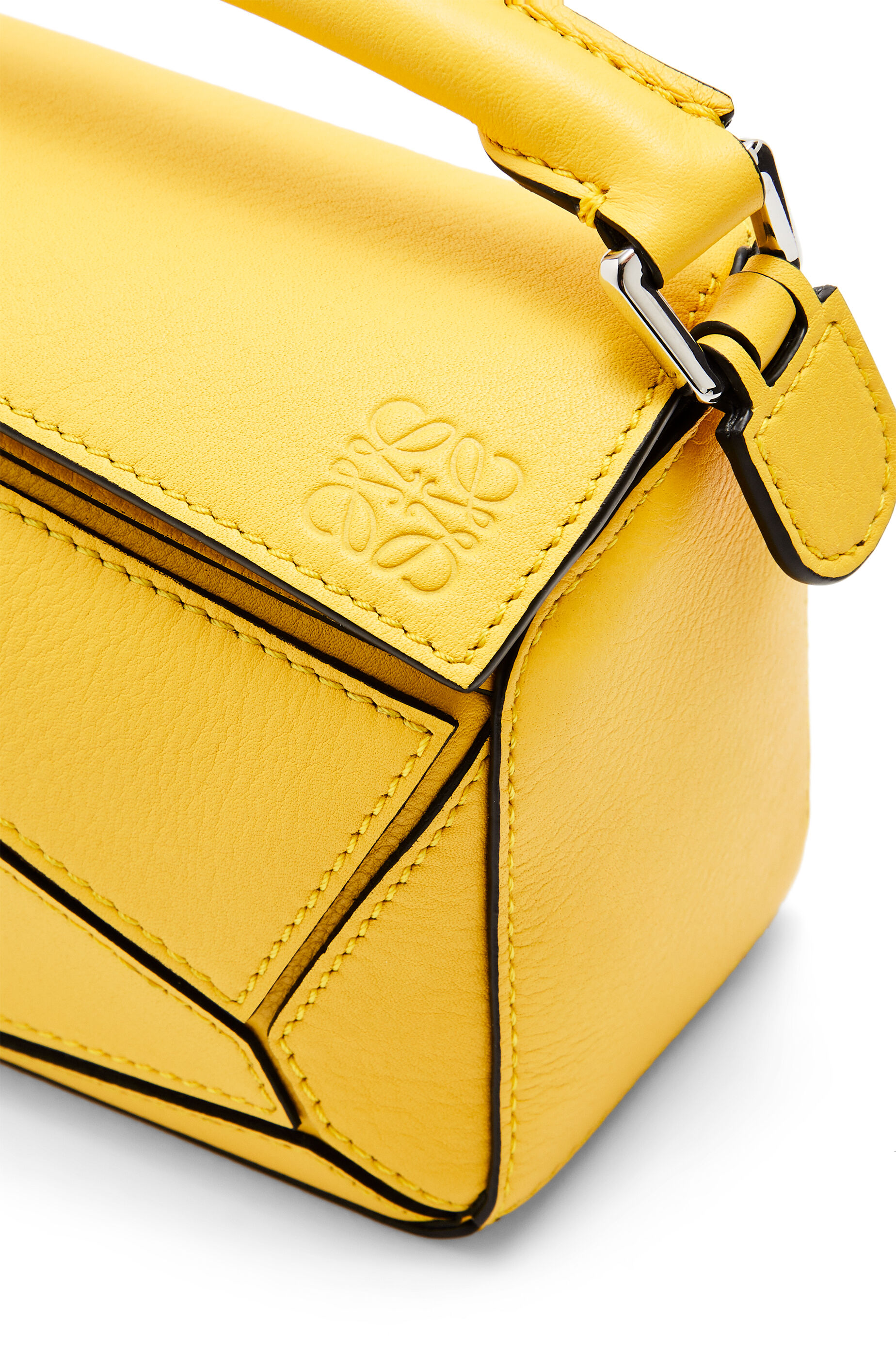 Totoro mini Puzzle bag in classic calfskin Yellow LOEWE