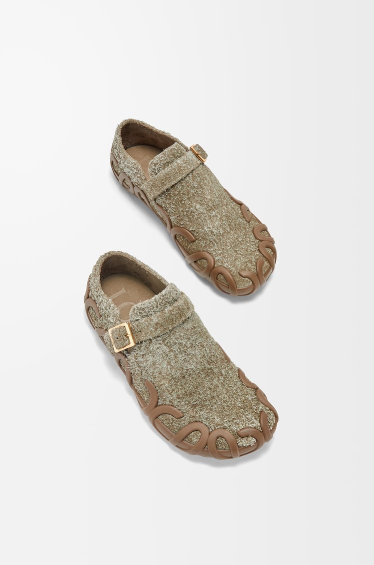 LOEWE Rise loafer in brushed suede Khaki Green