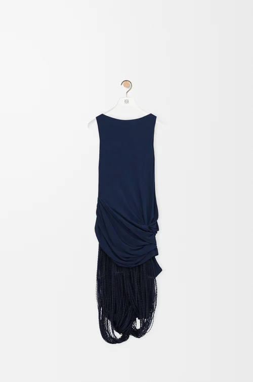 LOEWE Embellished dress in viscose Navy Blue