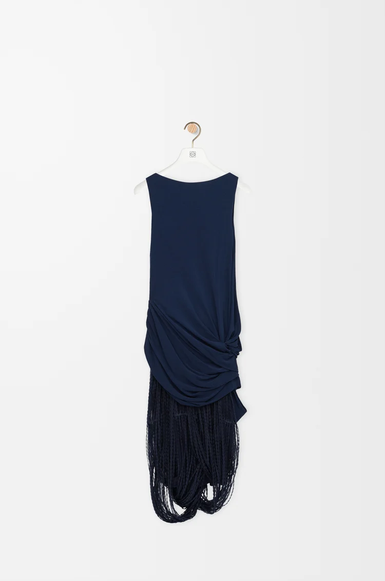 LOEWE Embellished dress in viscose Navy Blue