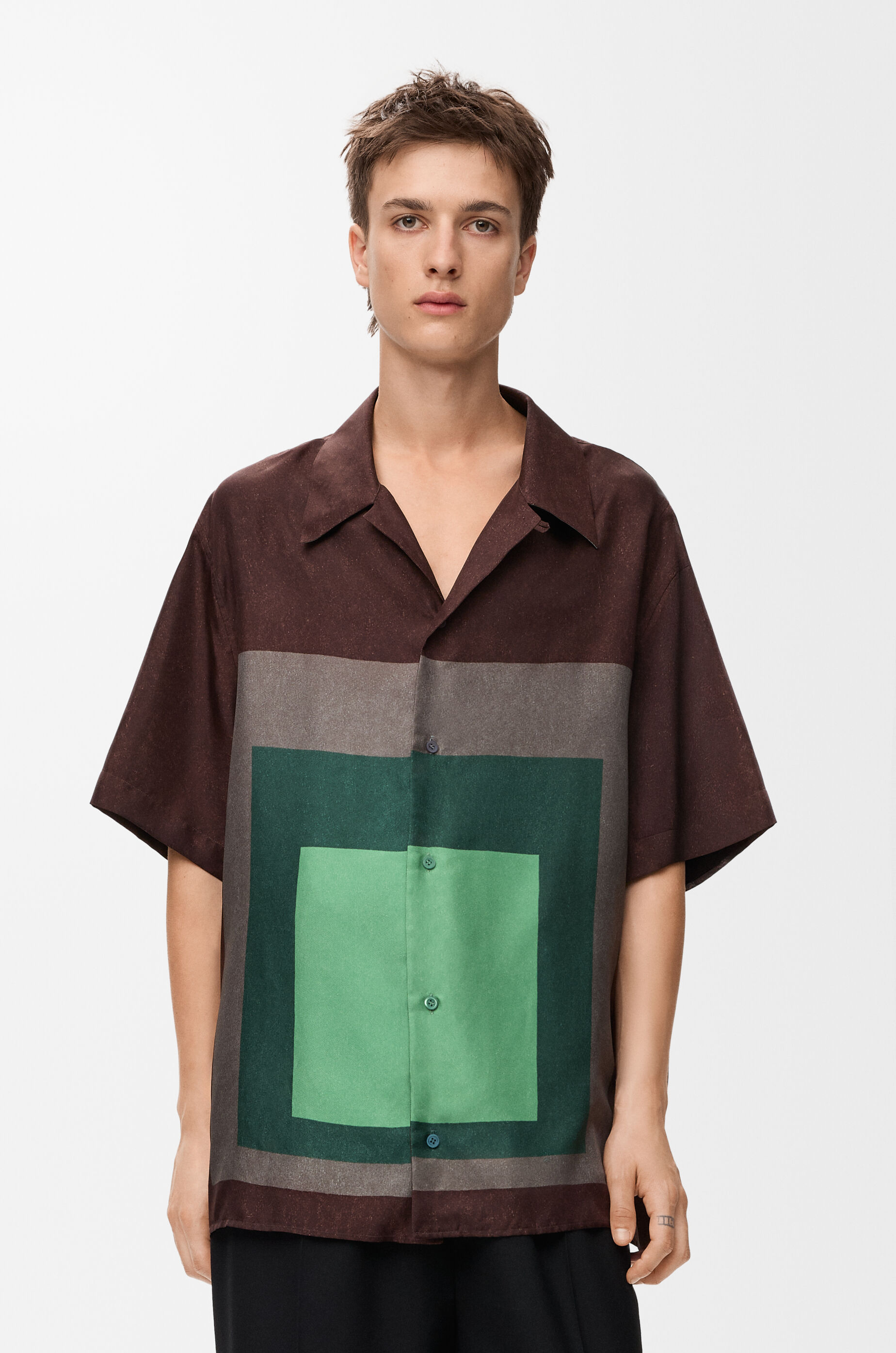 Short sleeve shirt in silk Brown - LOEWE