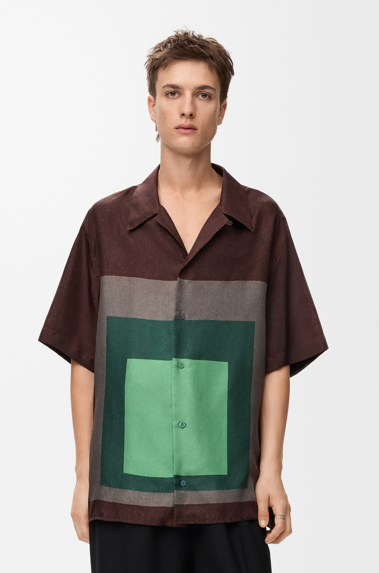LOEWE Short sleeve shirt in silk Brown/Green/Muticolor