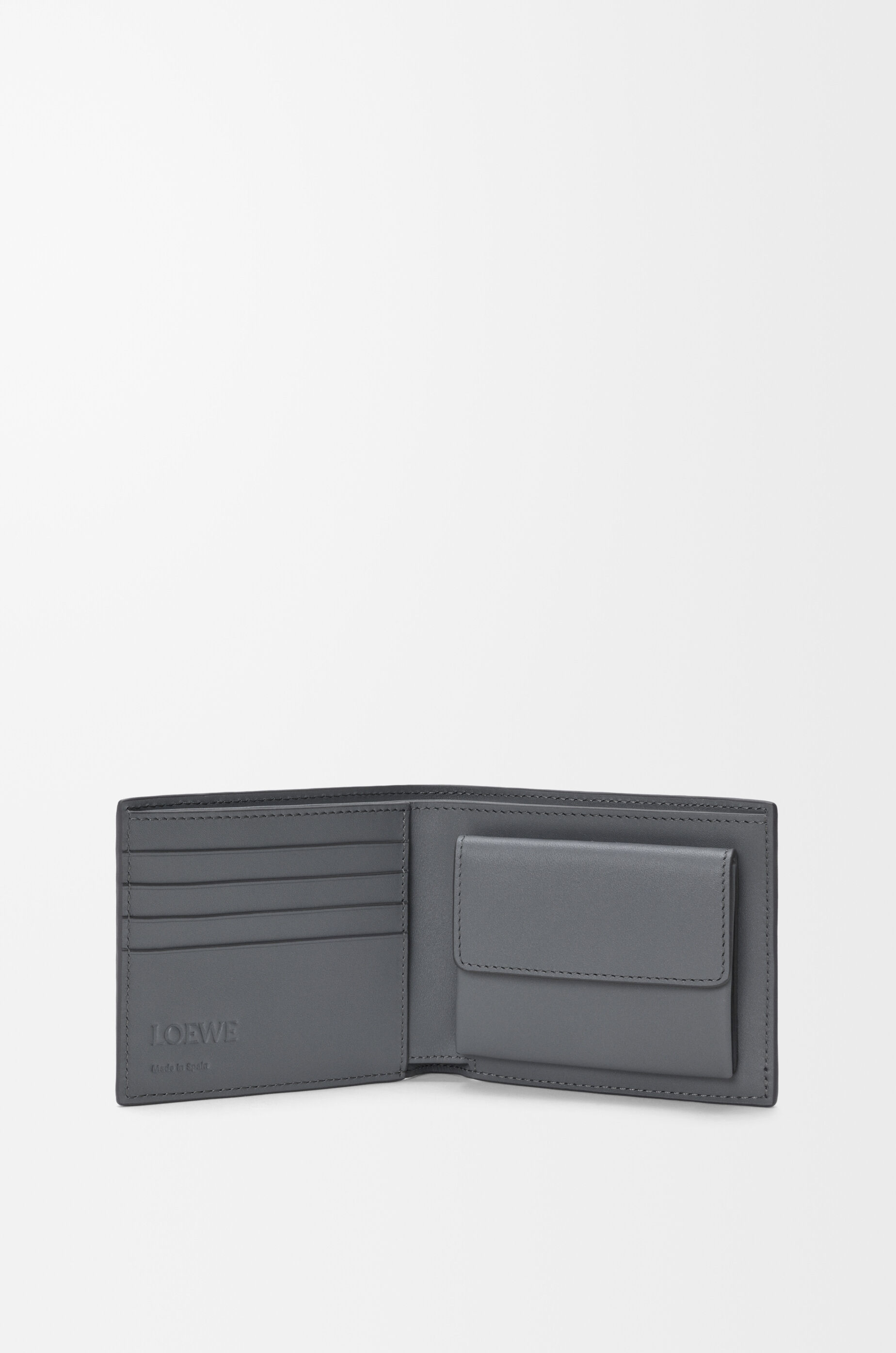 Puzzle bifold coin wallet in supple grained calfskin Grey - LOEWE