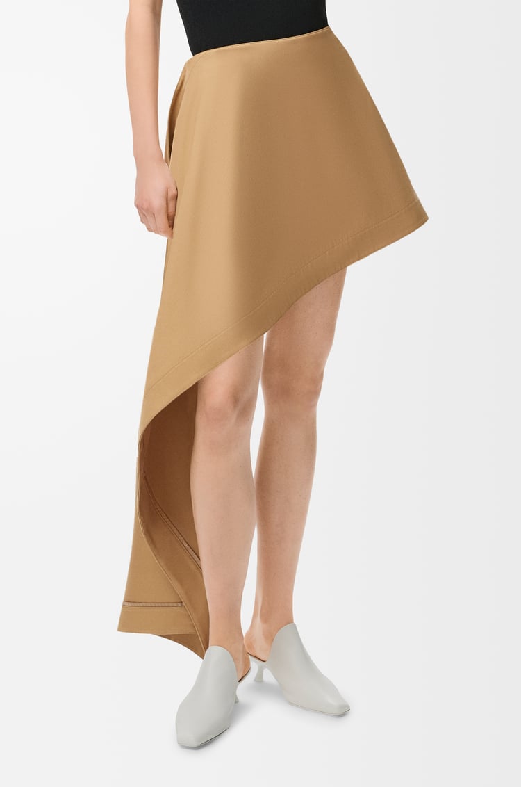 LOEWE Falda en algodón y seda Beige