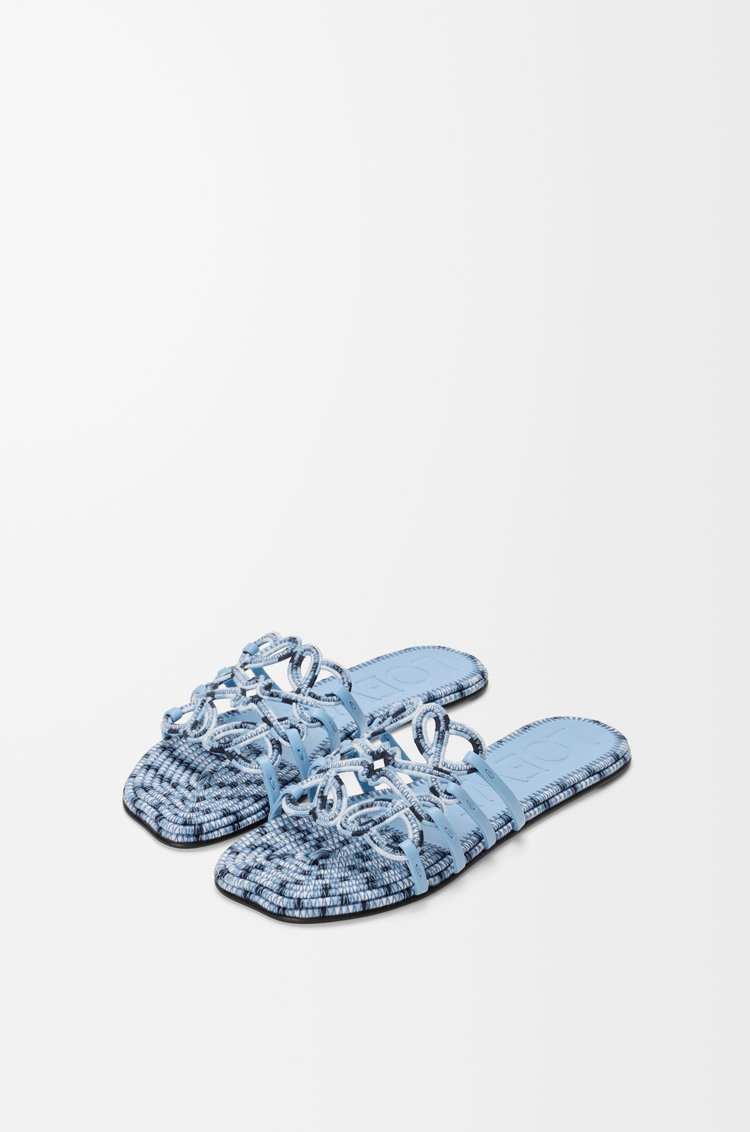 LOEWE Petal Anagram slide in embroidered canvas Baby Blue