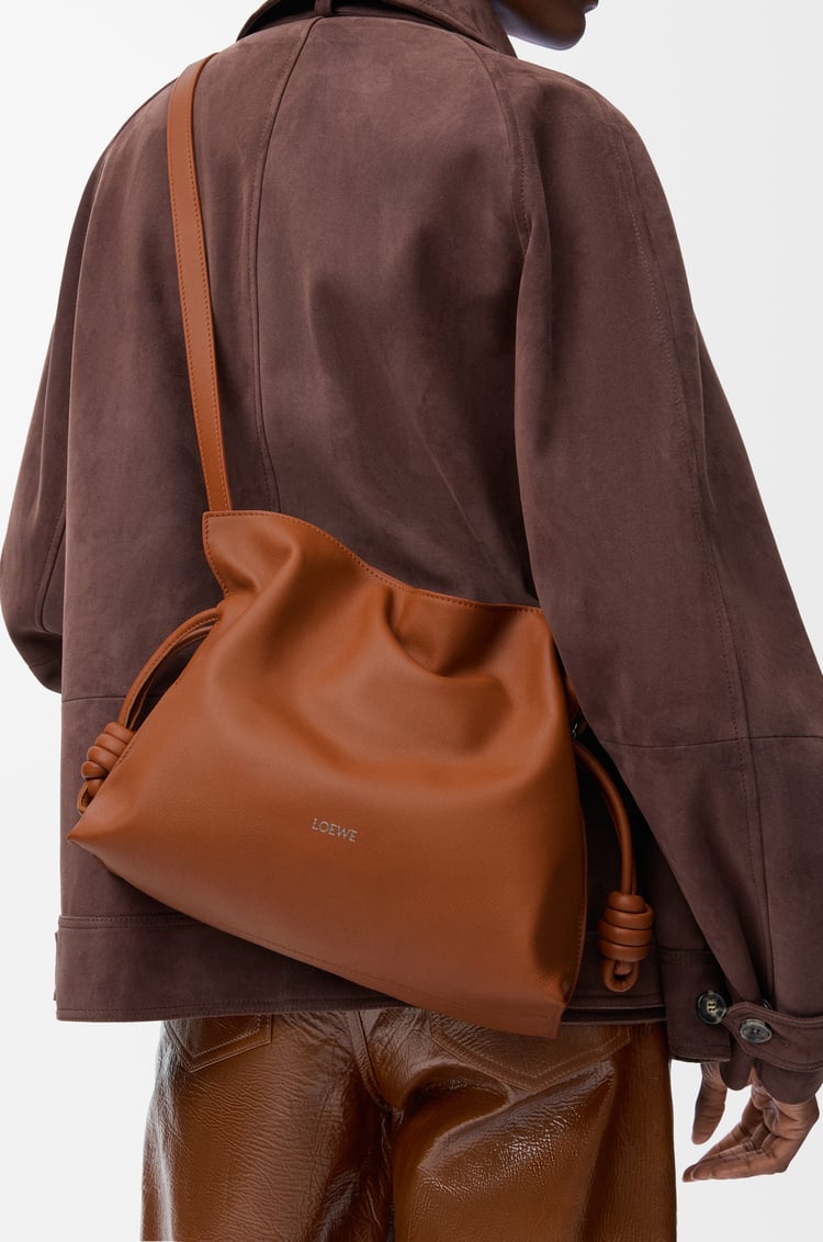 LOEWE Medium Flamenco clutch in nappa calfskin Squirrel