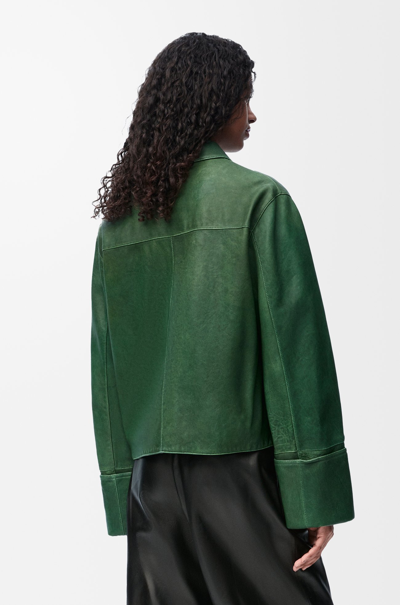 LOEWE Turn-up jacket in nappa lambskin Dark Green
