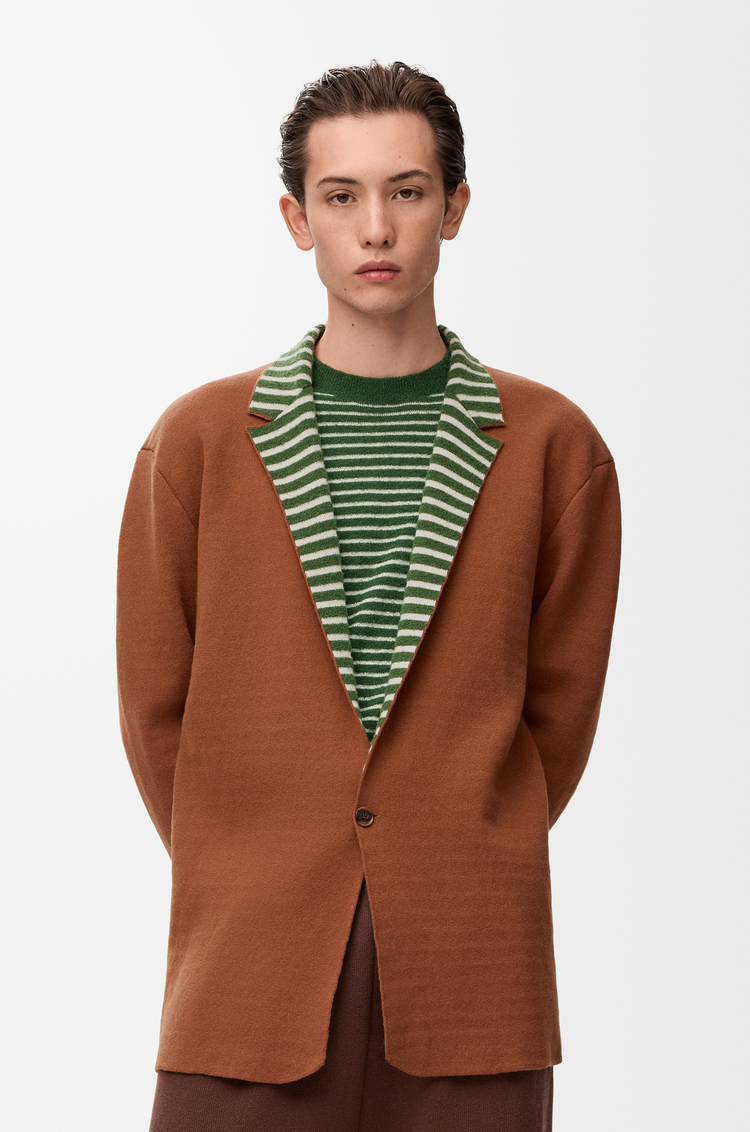 LOEWE Jacket in wool and alpaca blend Camel/Multicolor
