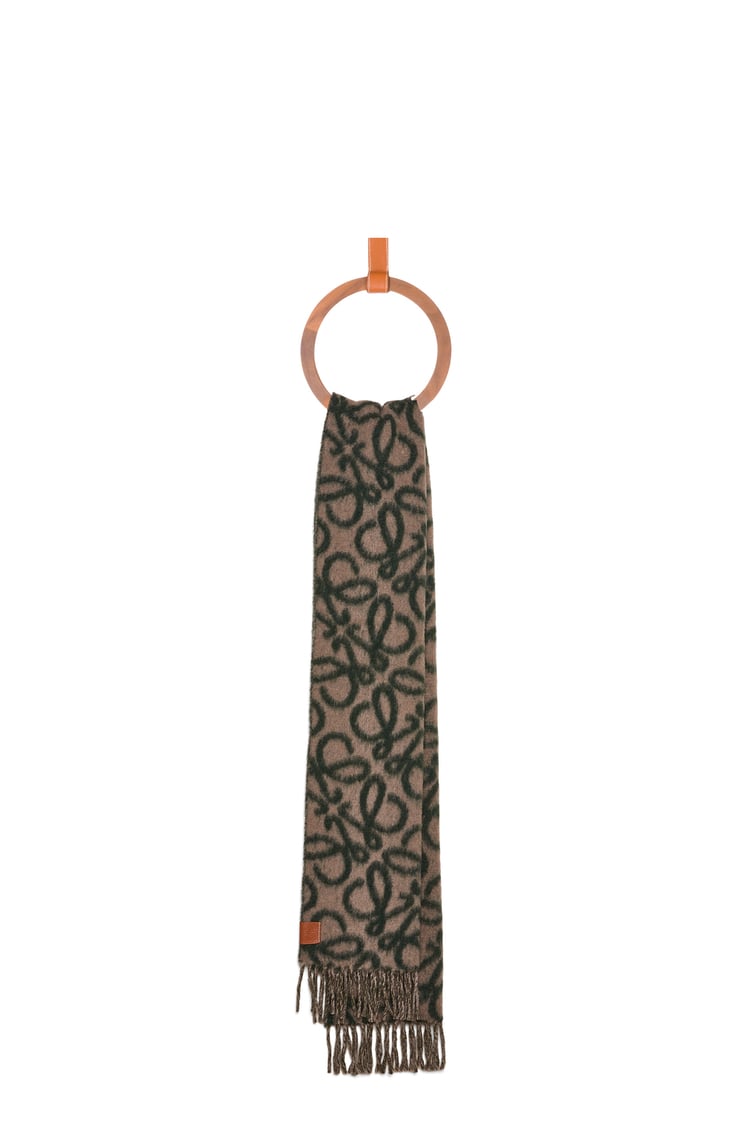LOEWE Anagram scarf in alpaca and wool Dark Green/White