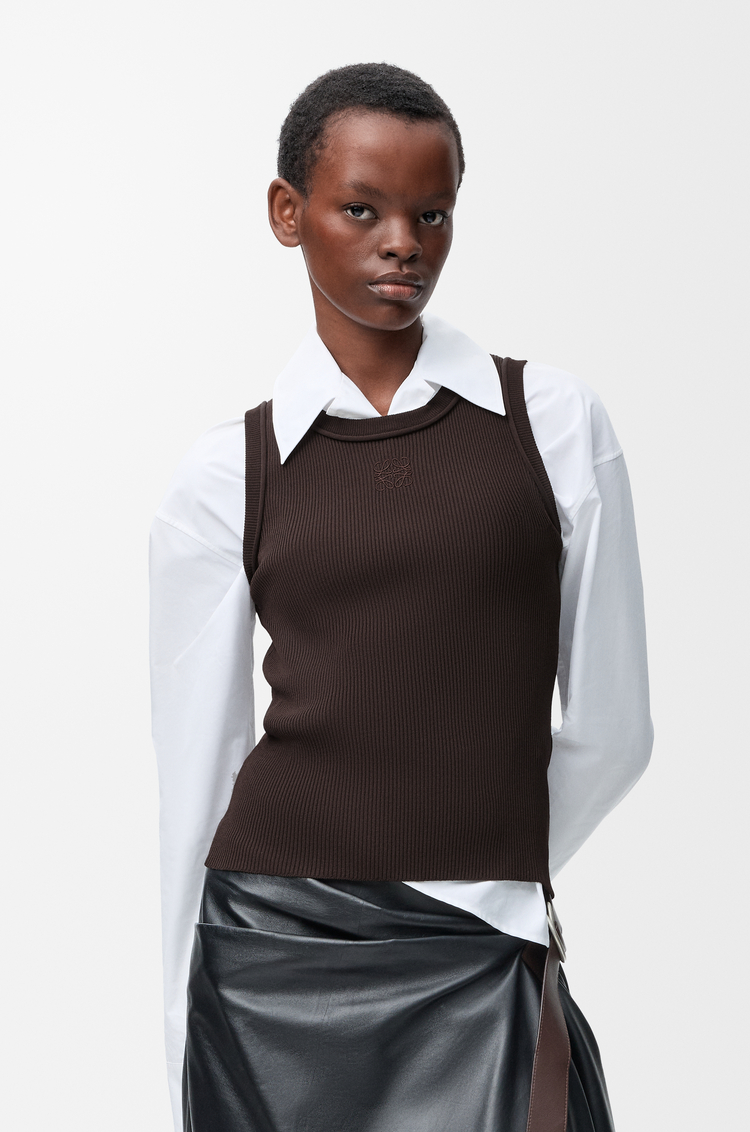 LOEWE Débardeur Anagram en viscose stretch Marron