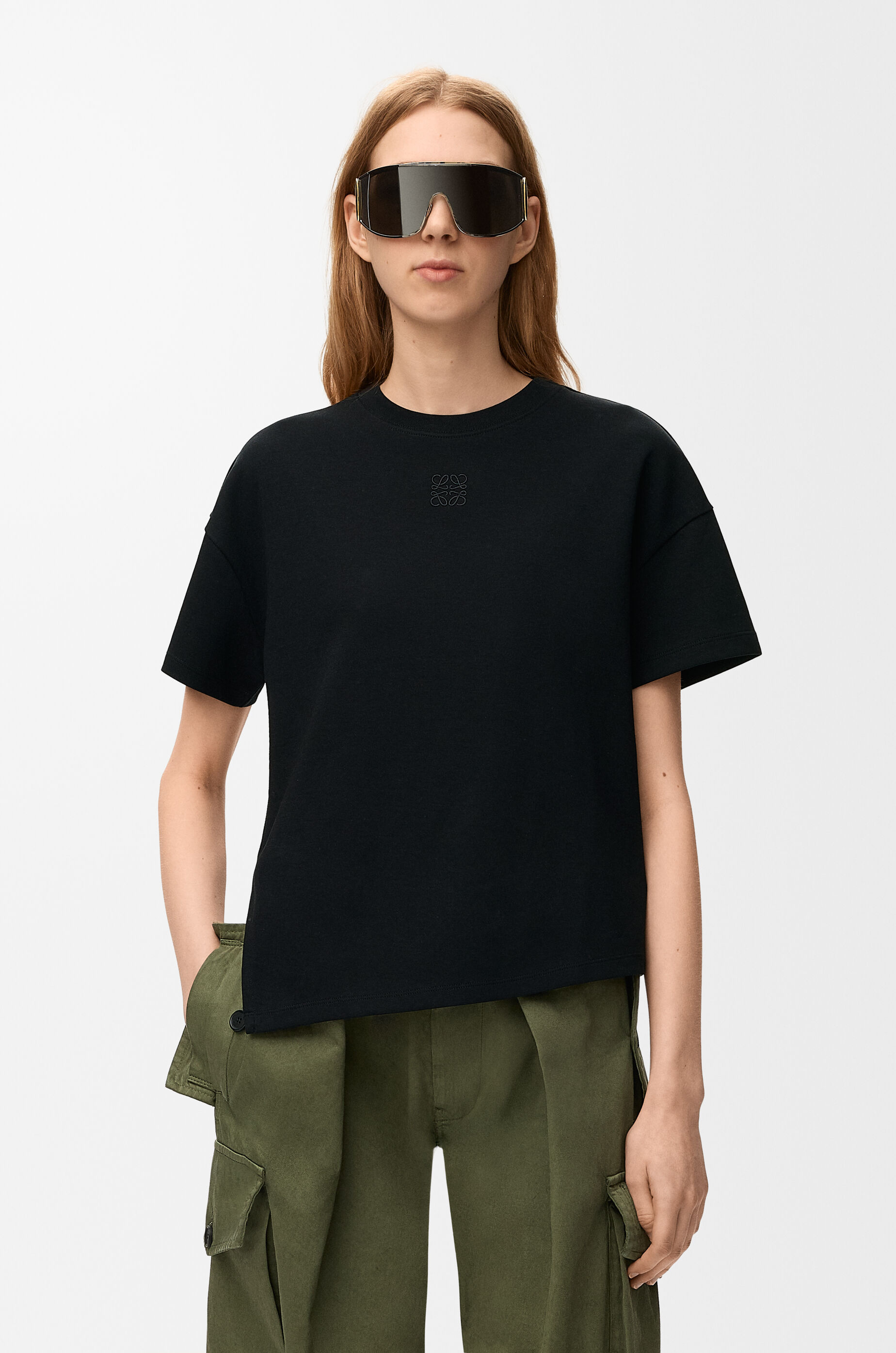 アシンメトリー Tシャツ（コットンブレンド） ブラック - ロエベ 日本