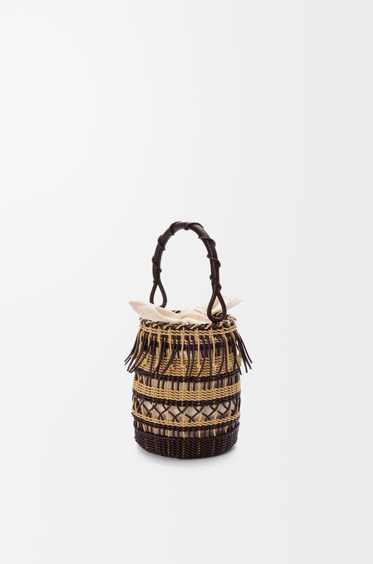 LOEWE Bucket in cord and leather Dark Brown/Multicolor