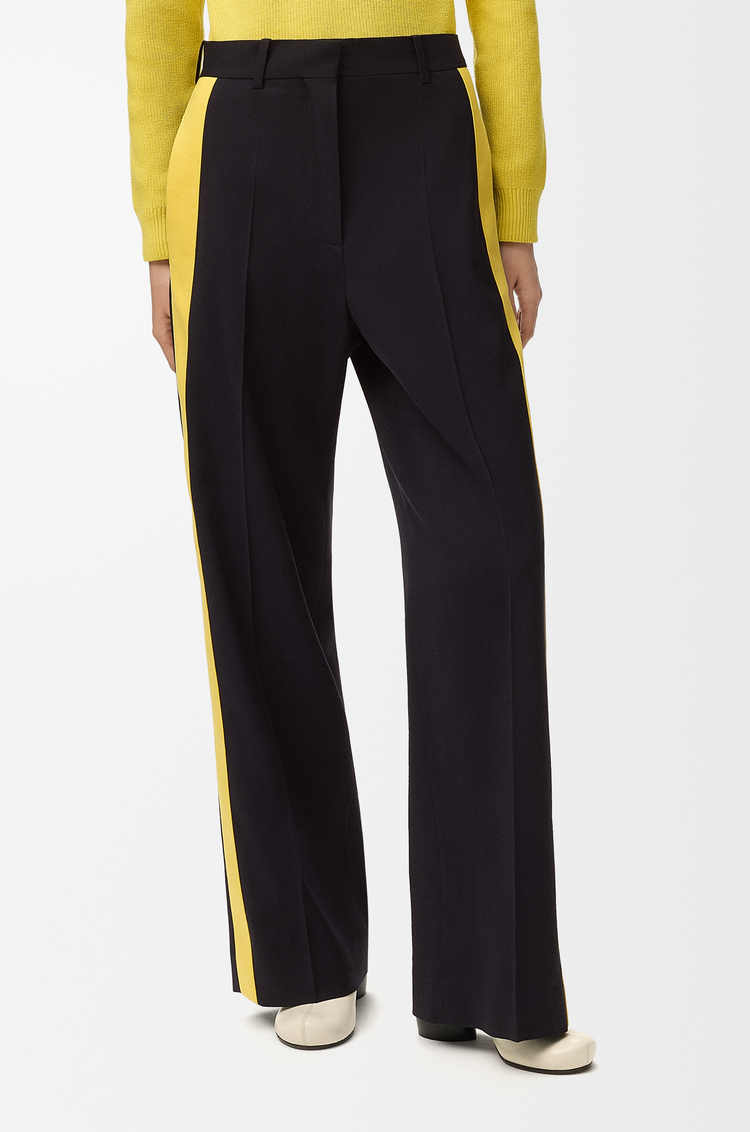 LOEWE Pantalón en mezcla de viscosa y lana Azul Marino/Amarillo