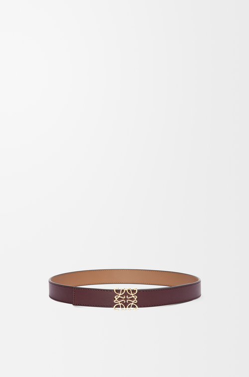 LOEWE 리버서블 애너그램 벨트 - 스무스 카프스킨 버건디/골드