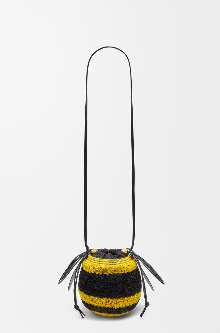 LOEWE Bolso capazo Bee en rafia y piel de ternera Amarillo/Negro
