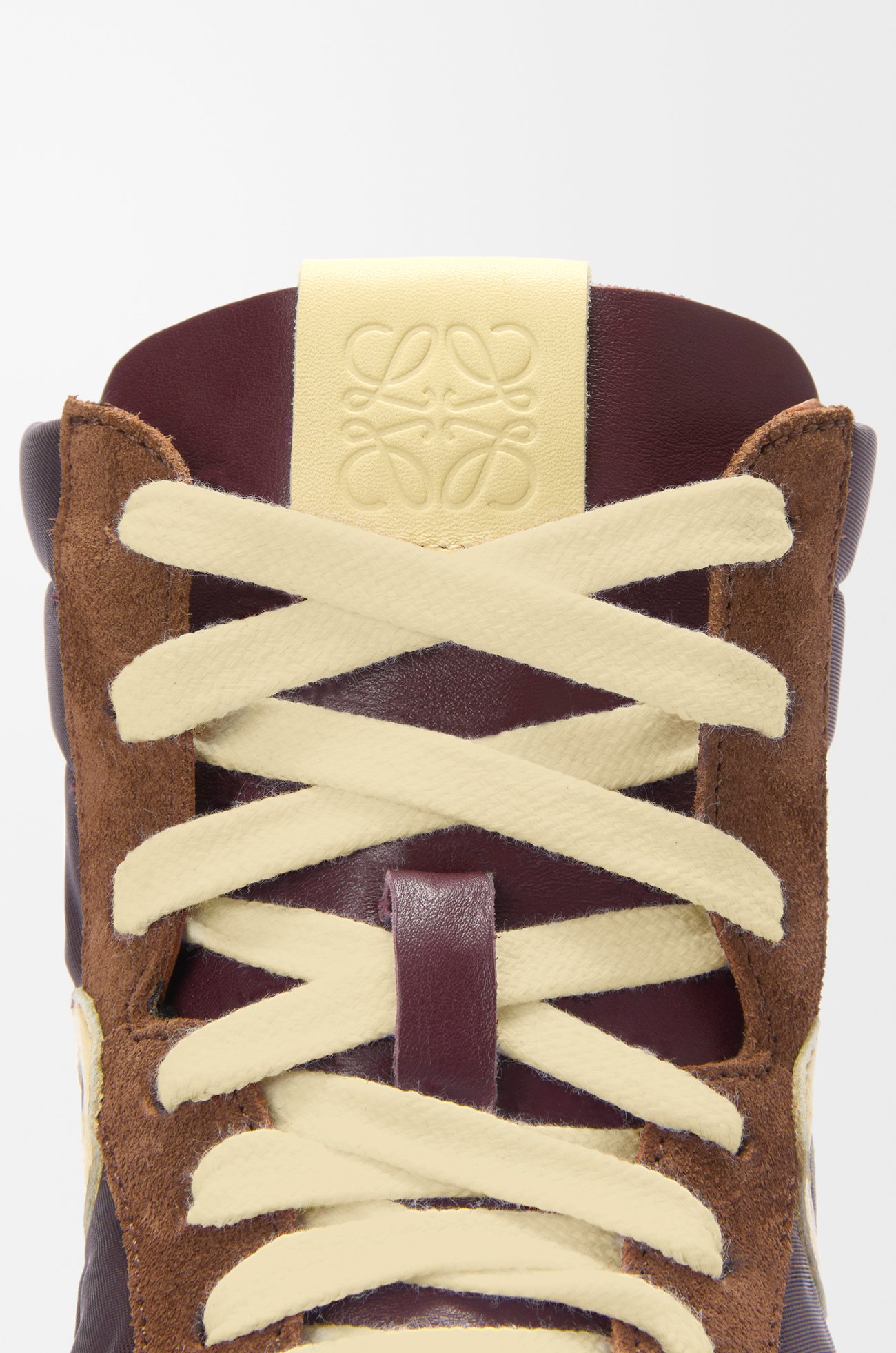 LOEWE Ballet Runner 2.0 high-top in nylon and calfskin Brown/Yellow/Blue