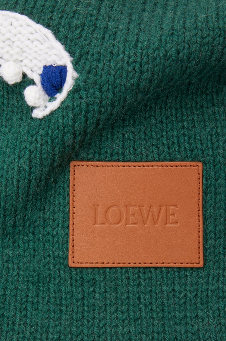 LOEWE Octopus blanket in wool and alpaca blend Dark Green/Multicolour