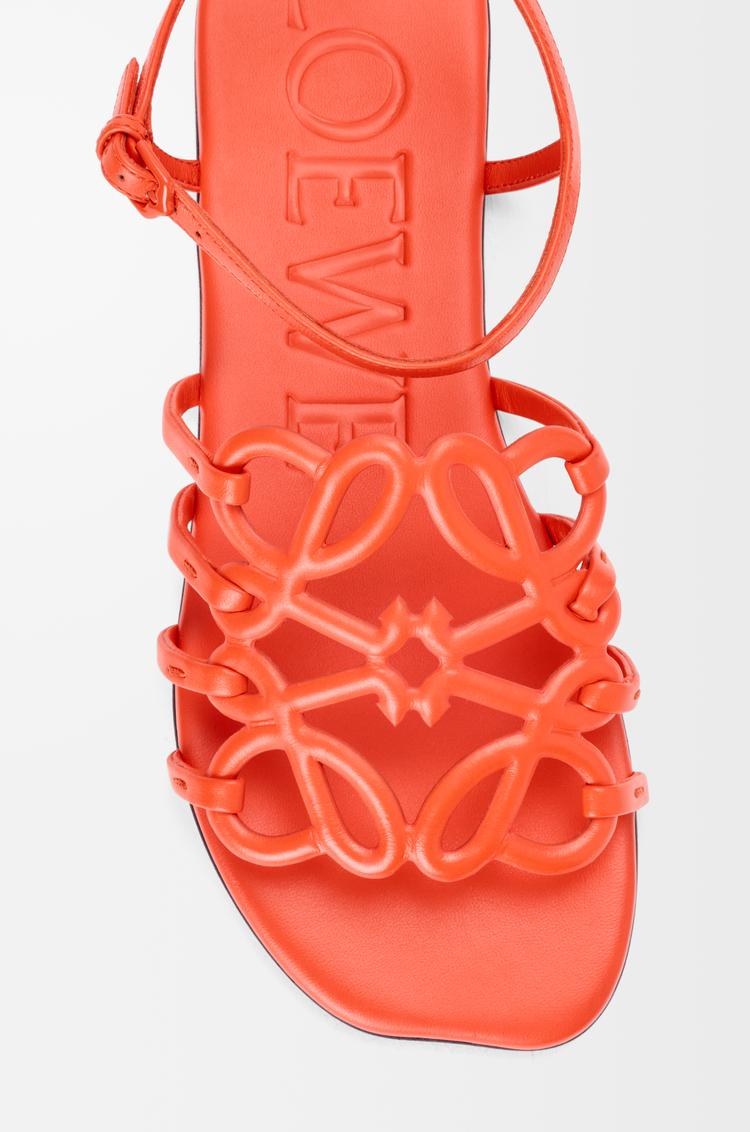 LOEWE Petal Anagram 小牛皮涼鞋 深藏紅花色