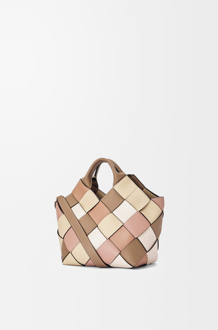 LOEWE Small Surplus Leather Woven Basket bag in classic calfskin Mink/Brown