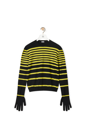 LOEWE Stripe glove sweater in wool Black/Yellow