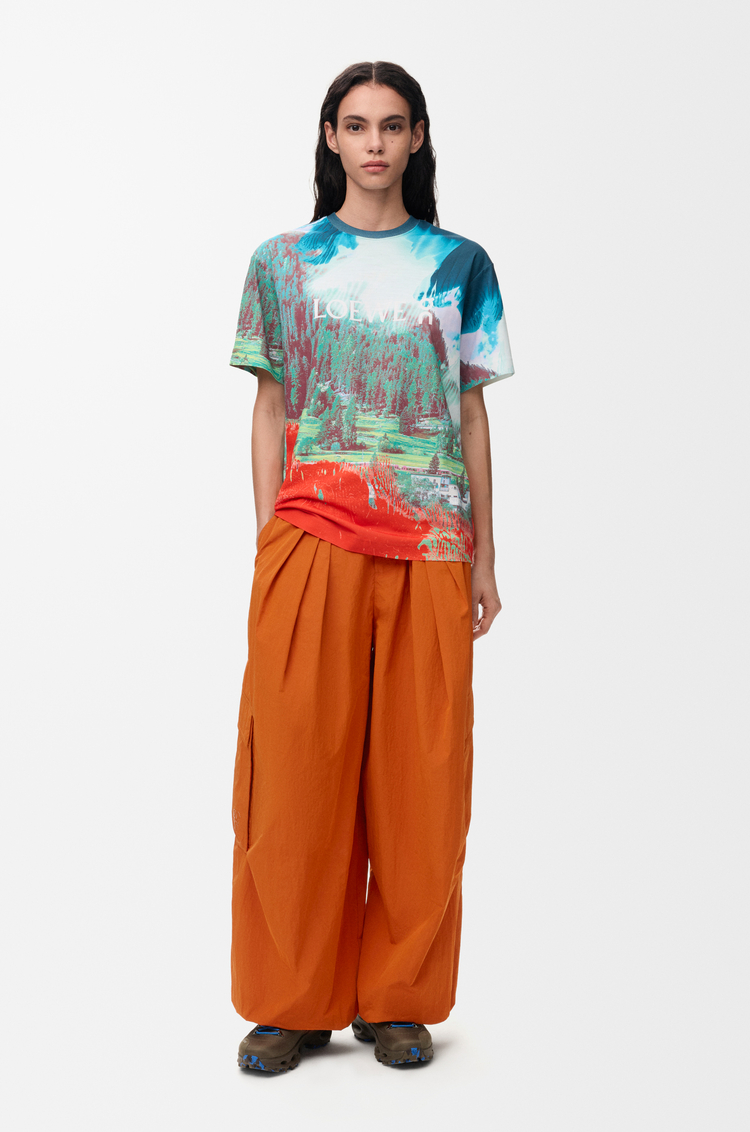 LOEWE Pleated cargo trousers in technical shell Dark Orange