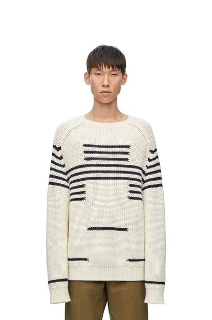 LOEWE Sweater in wool blend 米白色/海軍藍 plp_rd