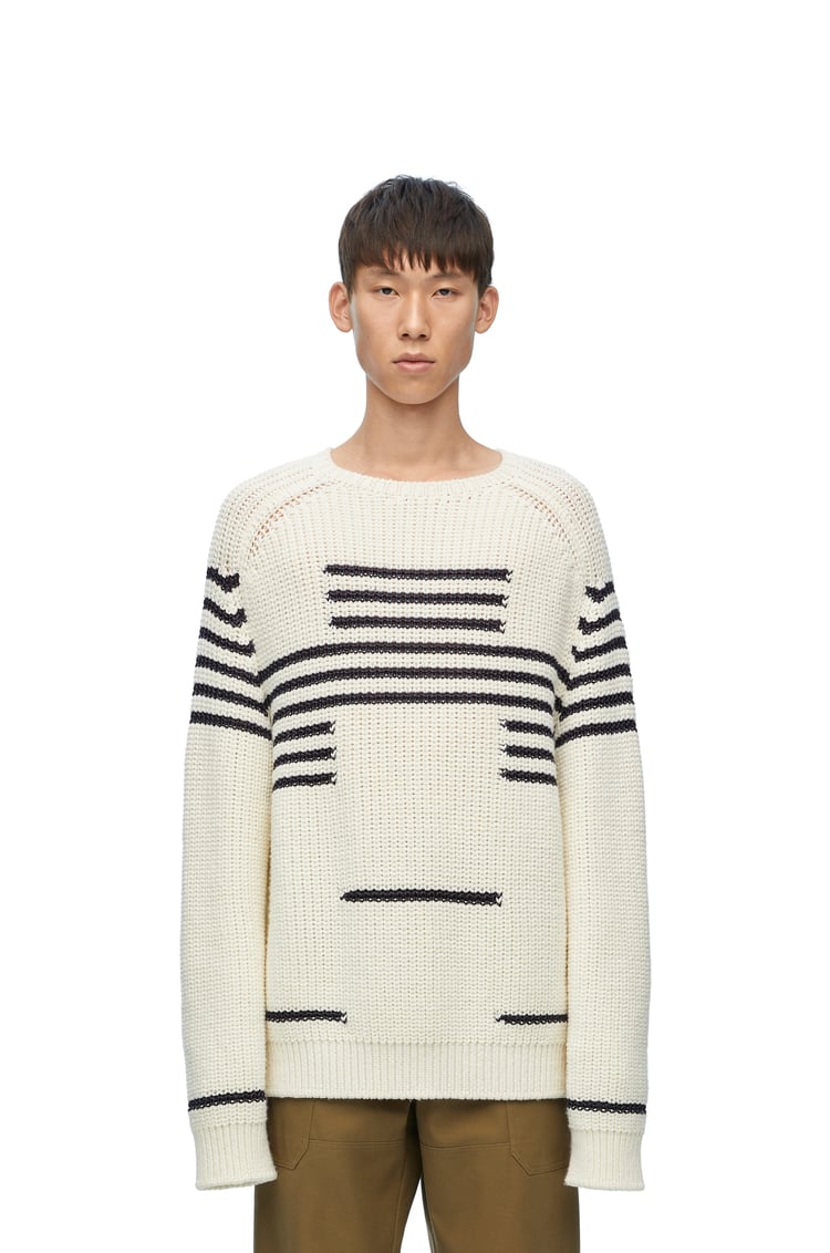 LOEWE Sweater in wool blend Off-white/Navy