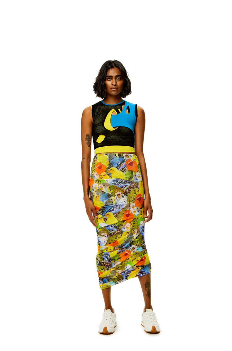 LOEWE Cut-out top in viscose Black/Blue/Yellow