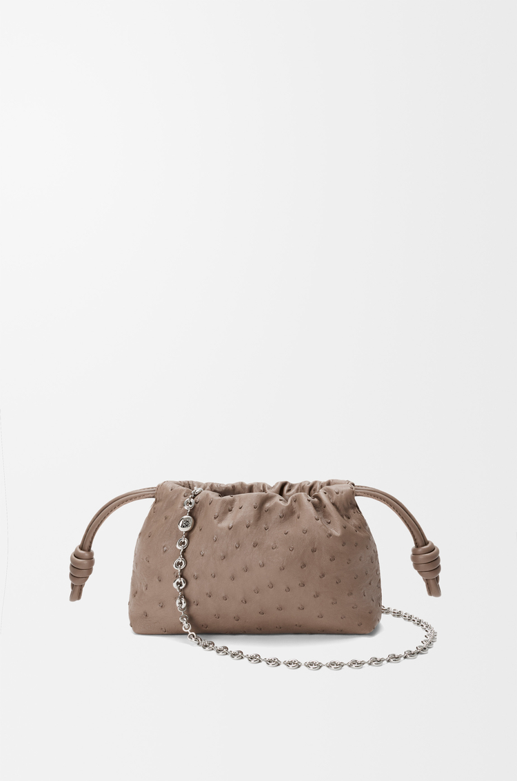 LOEWE フラメンコパース ミニ（オーストリッチ） ダークトープ