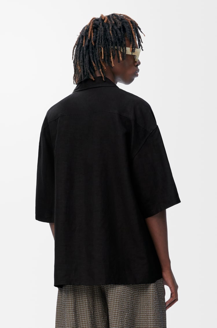 LOEWE Short sleeve shirt in viscose and linen Black