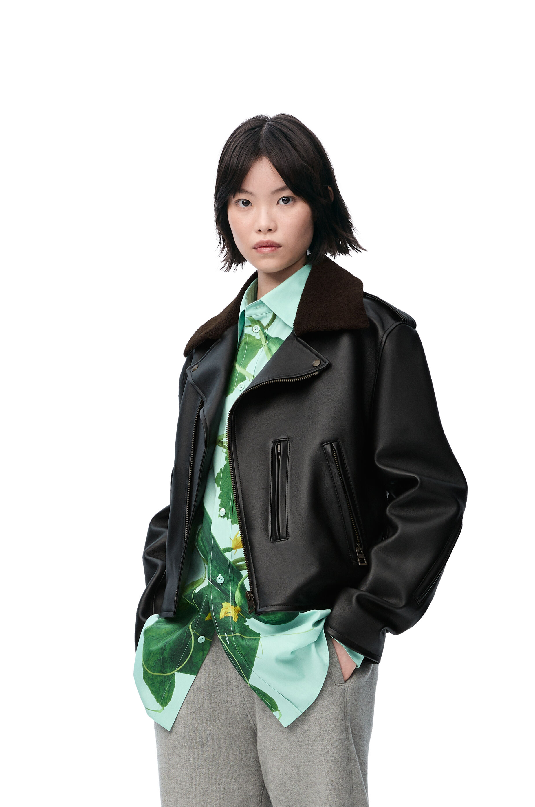 Loewe Women s Biker Jacket in Nappa Lambskin Black Leather Jackets