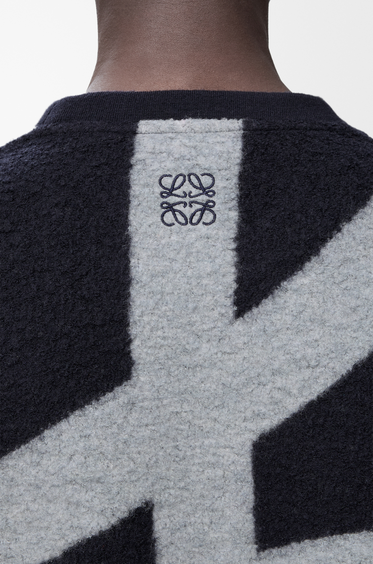 LOEWE Felpa in lana e cotone Blu Navy/Grigio