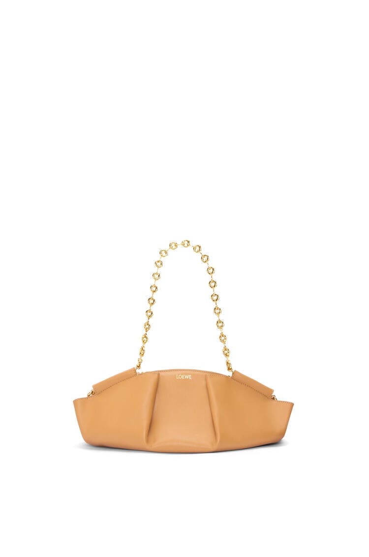 LOEWE Small Paseo bag in shiny nappa calfskin with chain Warm Desert