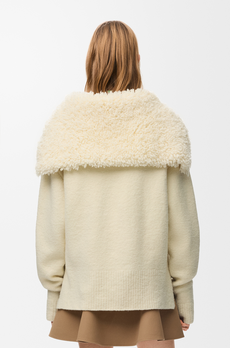 LOEWE Jersey con cremallera en mezcla de lana Crudo