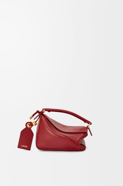 LOEWE Mini Featherlight Puzzle bag in nappa lambskin Burnt Red