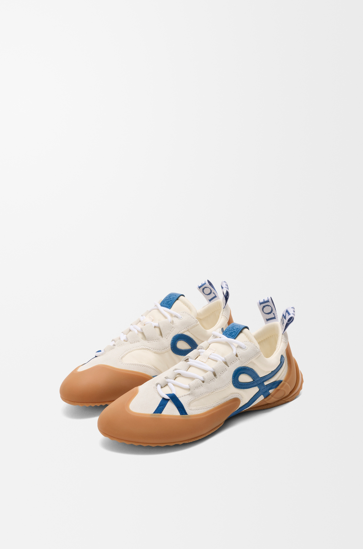 LOEWE Zapatilla Grip en nailon y ante Blanco/Azul