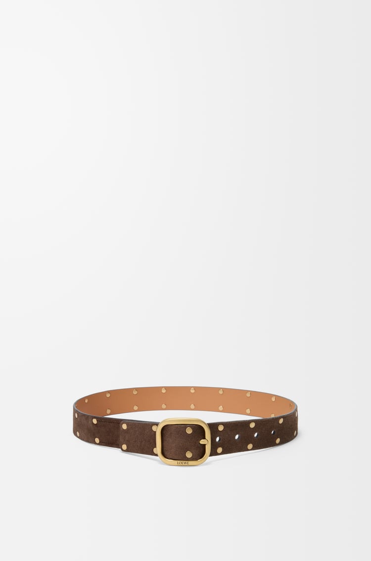 LOEWE Cinturón curvilíneo en ante de piel de ternera Madera/Oro Vintage