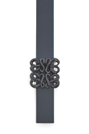 LOEWE Cinturón reversible en suave piel de ternera con anagrama Antracita/Azul Onyx