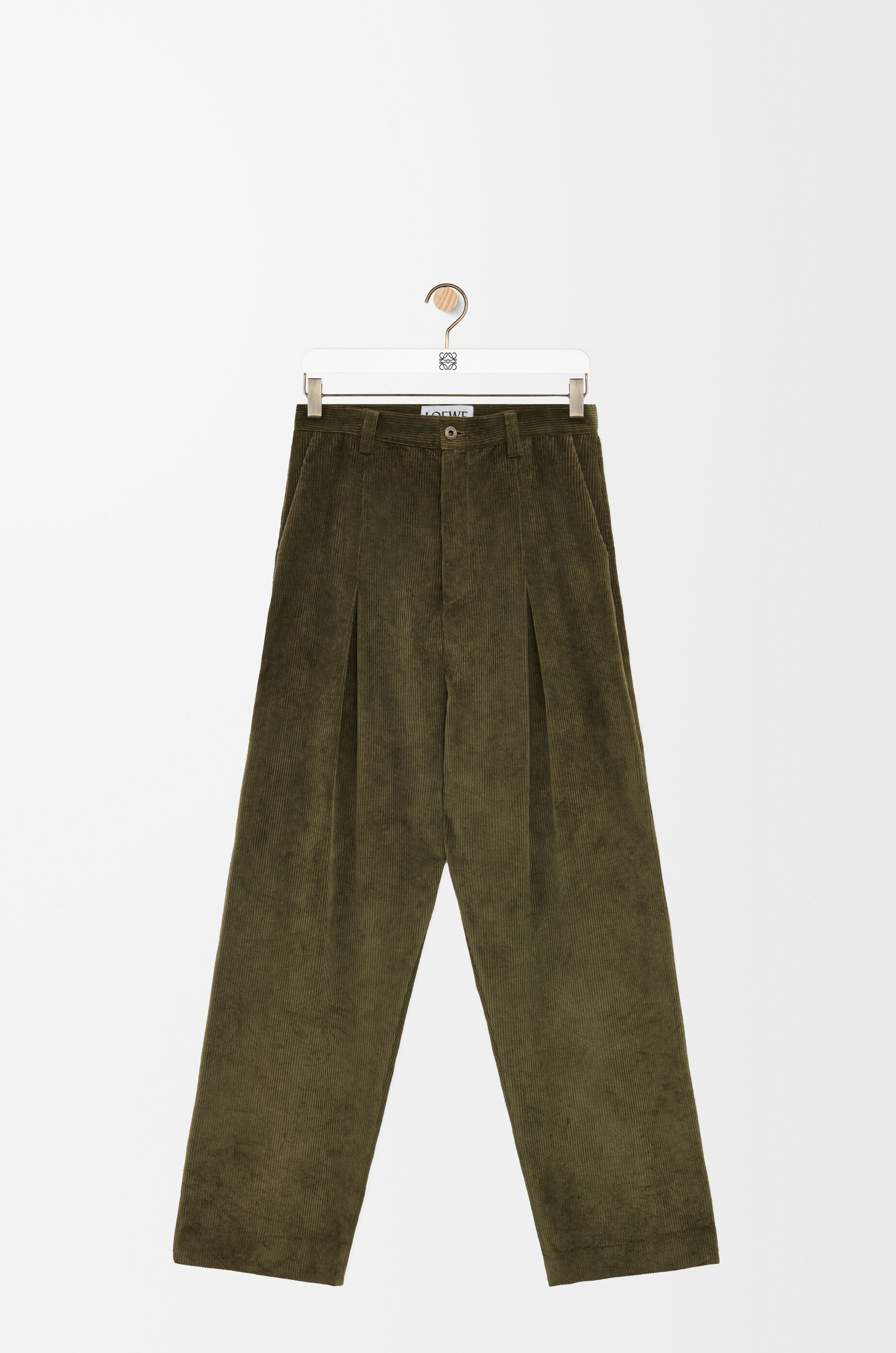 ロークロッチ トラウザーズ（コットン&カシミヤ） カーキグリーン - LOEWE