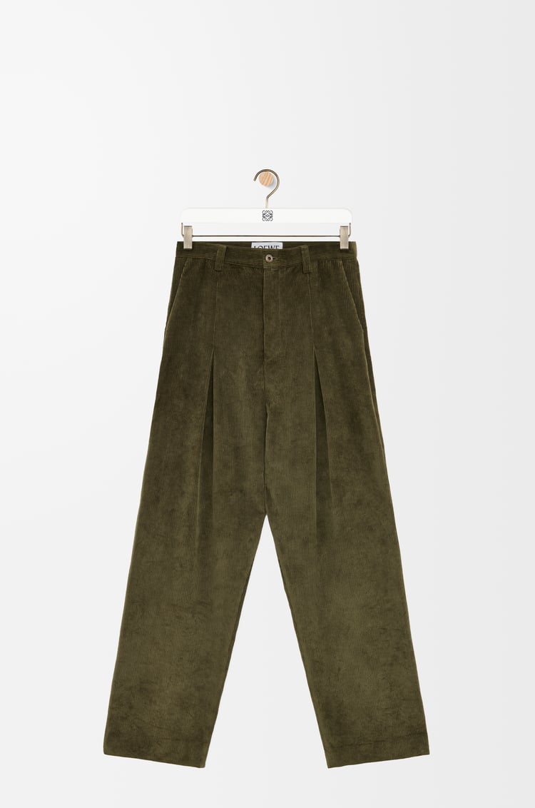 LOEWE Low crotch trousers in cotton and cashmere Khaki Green