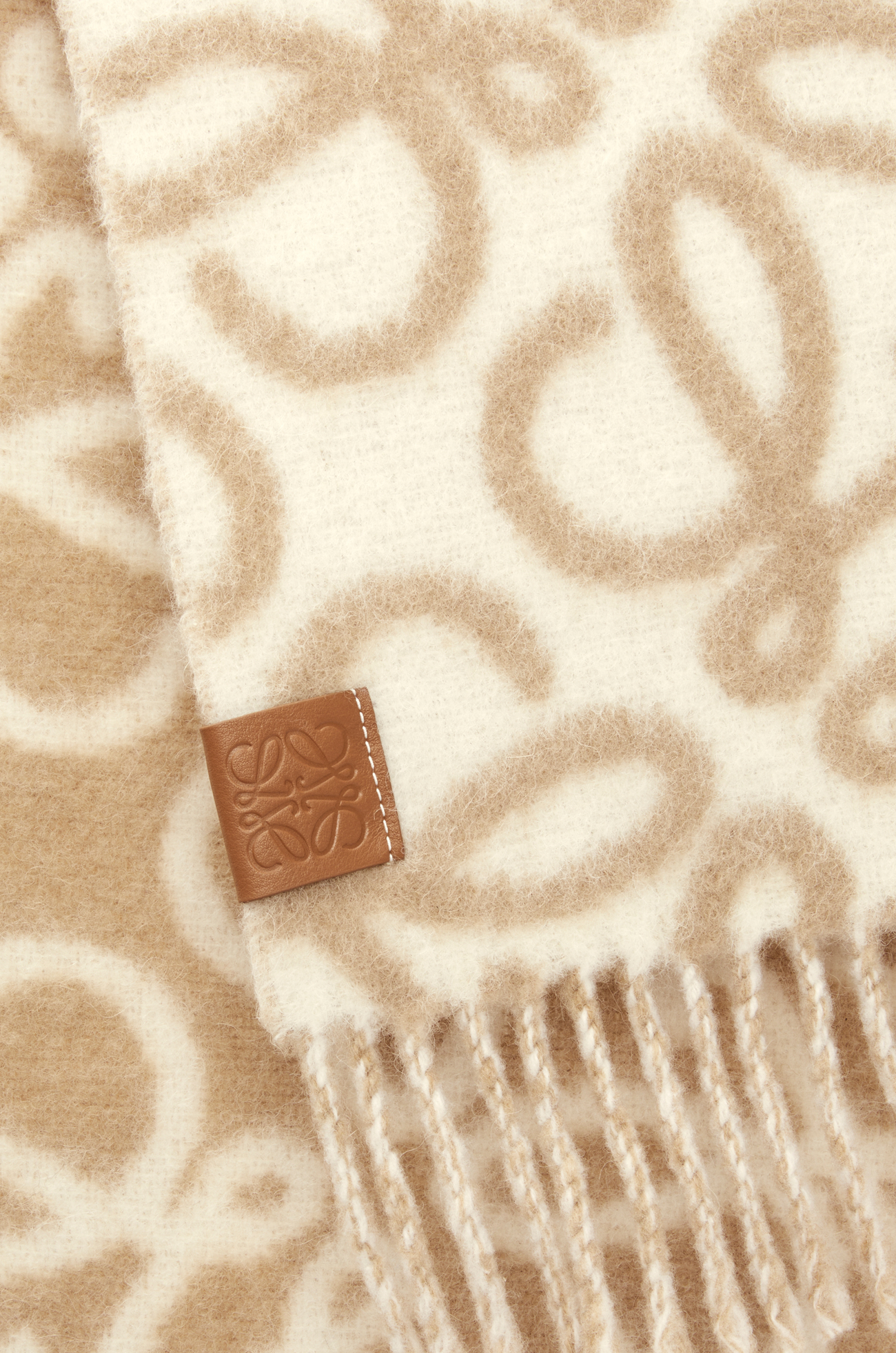 LOEWE Anagram scarf in alpaca and wool blend Beige/White