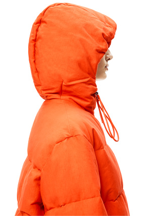 LOEWE Long hooded puffer in cotton Hazard Orange plp_rd