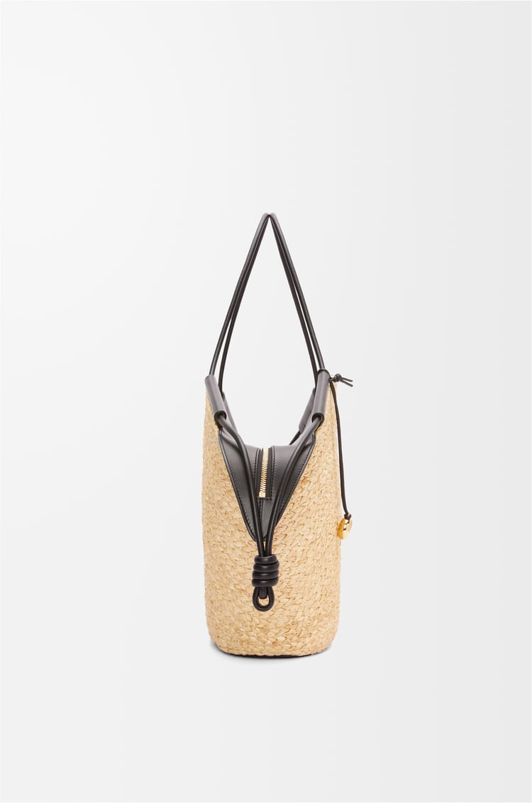 LOEWE Large Paseo basket in raffia and nappa calfskin Natural/Black